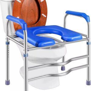 Deewow Raised Toilet Seat with Handles up to 450lbs, Elevated Handicap Toilet...